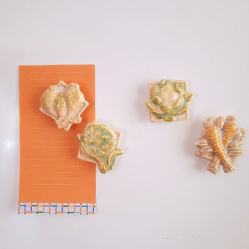 Ceramic 3D fridge magnets set of 4 new with vegetable designs