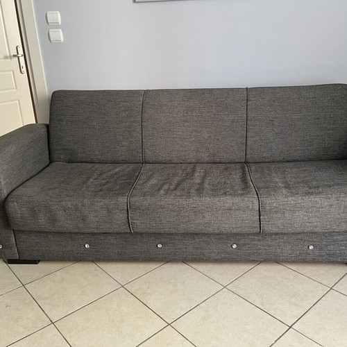 3-seater and 2-seater sofa beds with storage, grey