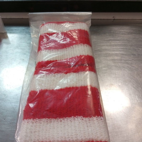 Sports Wristbands Set of 2 Red and White Stripes, New