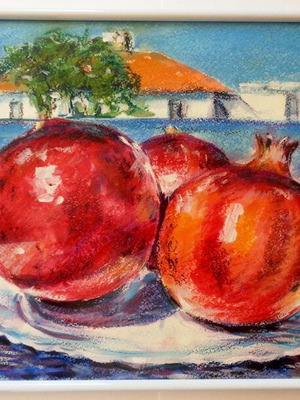 Pomegranate pastel painting 30x40 cm new