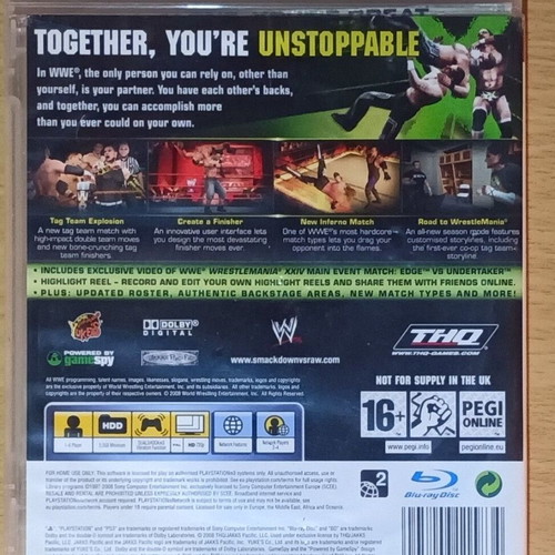 Smack VS Raw 2009 used Sony game