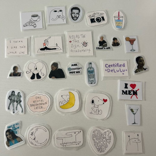 Handmade stickers new, set of 5 pieces