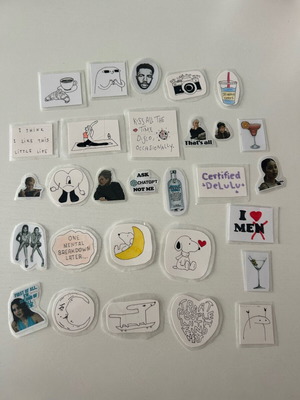 Handmade stickers new, set of 5 pieces
