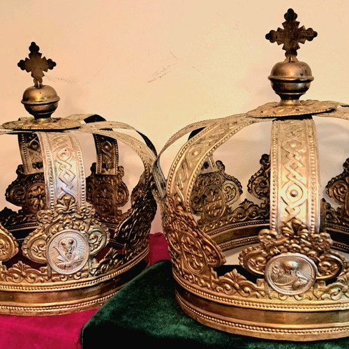 Russian Wedding Crowns used, two bridal crowns from 19th century