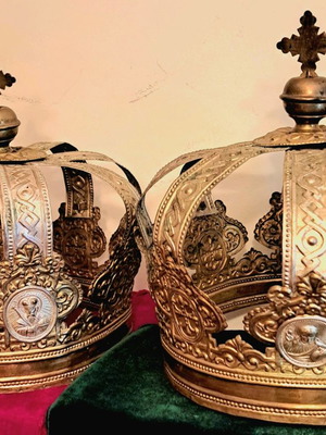 Russian Wedding Crowns used, two bridal crowns from 19th century