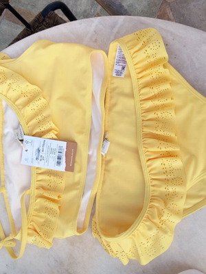 Monsoon bikini swimsuit new, yellow with small ruffle, size S