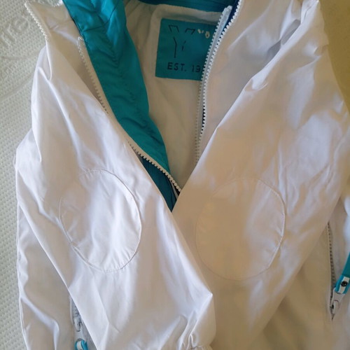 Alouette Yachting Waterproof Windbreaker Jacket like new, white turquoise