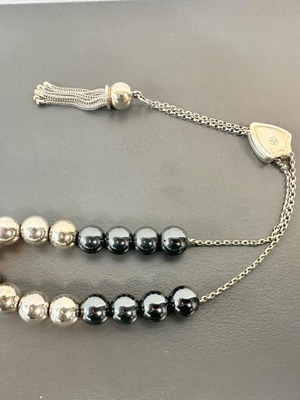 Silver komboloi new with 16 round beads, length 25 cm