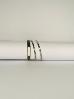 Zara set of 3 thin hard bracelets slightly used, silver and multicolor