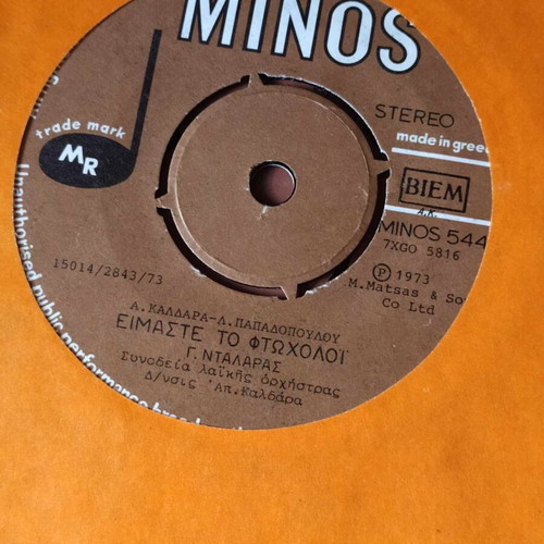 G. Dalaras Eimaste to Ftochologia 45rpm 7-inch new laiko