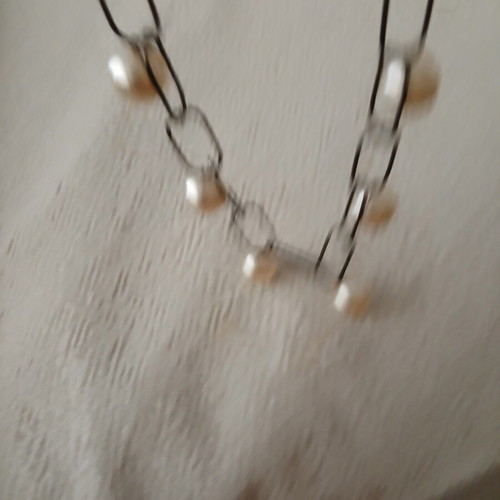 Statement necklace paperclip chain with pearls like new