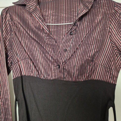 Madlen vintage striped blouse size M new, black and silver