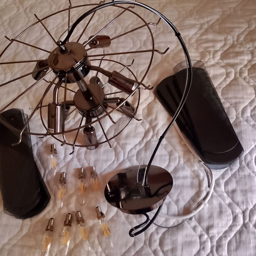 Pendant glass light 8-lamp black Arte Illumina Mira like new