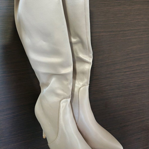 Satin boots new, cream color, size 39