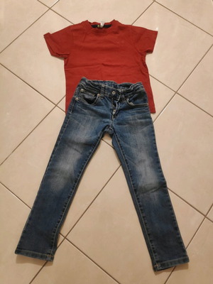 Σετ παντελόνι jeans Benetton και μπλουζάκι Orchestra σαν καινούργιο