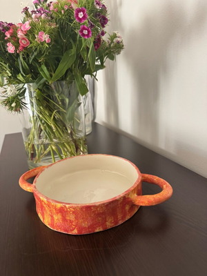 Handmade ceramic orange plate new