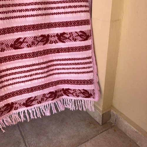 Wool bed sheet new traditional with knitted lace and fringes