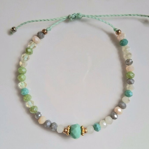 Handmade bracelet with colorful crystals and gold details new