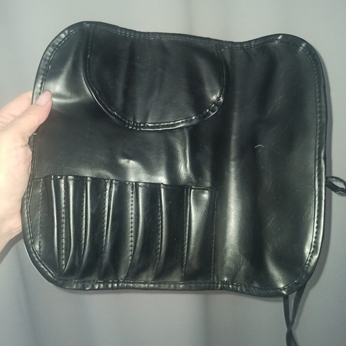 Makeup Brush Case like new, black synthetic croco texture
