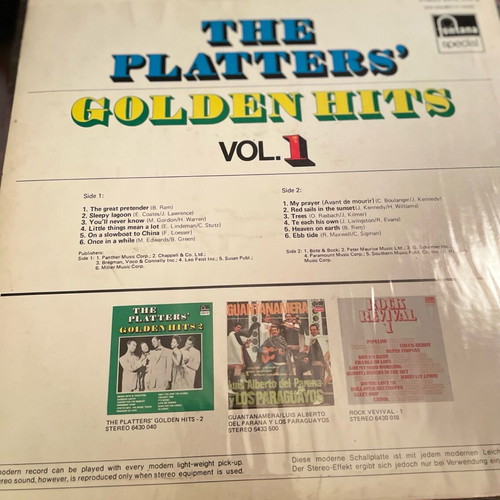 The Platters vinyl used Golden Hits 1