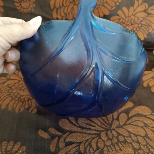 Glass fruit bowl salad bowl blue new