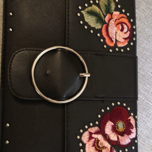 Bag with embroidery shoulder type, like new, black