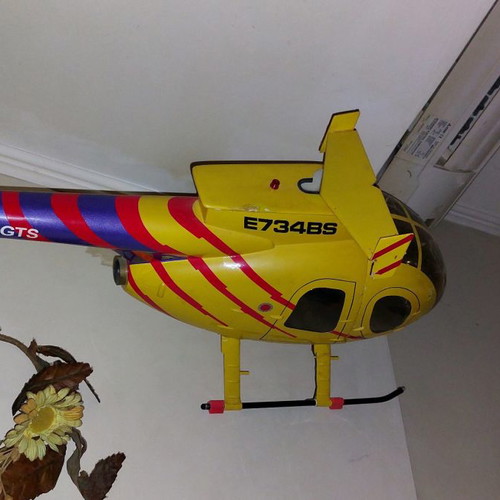 Helicopter fuselage size 500 used with navigation lights for remote control