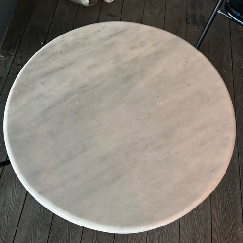 Marble table used with metal base, 60 cm diameter
