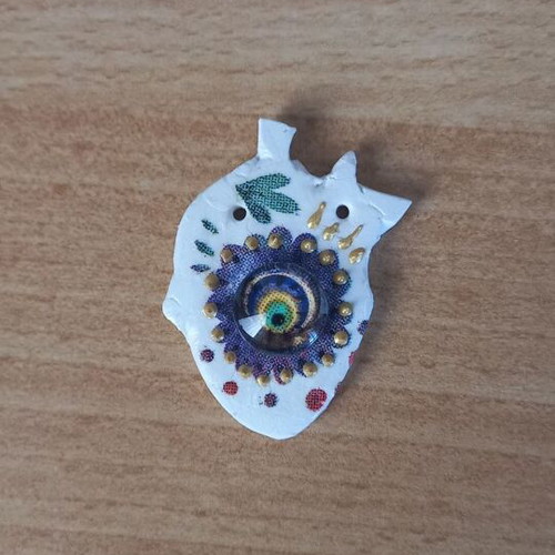 Handmade necklace human heart, ceramic, colorful, new