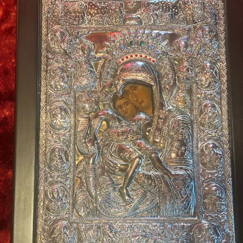 Axion Esti silver icon like new, Byzantine replica