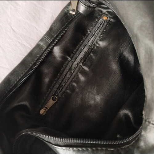 Zara shoulder bag used, hobo style with fringe details, black