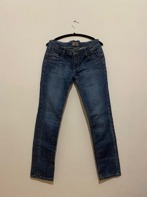 Y2K IF jeans used with eyelets, size M, blue and silver
