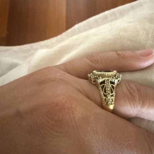 Gold-plated 925 ring with black stone and diamonds