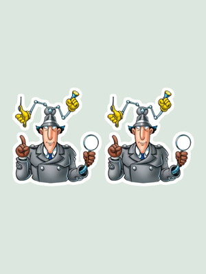 Inspector Saïnis Stickers set of 2, new, classic cartoon figure