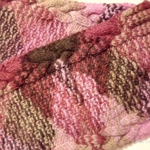 Multicolor scarf used, wool with various knit patterns