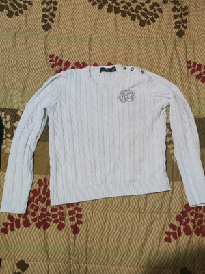 Ralph Lauren white sweater with silver, size XL, like new
