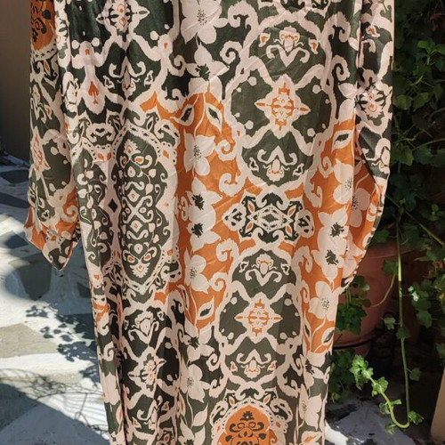 Long caftan in earthy tones new, one size, long-sleeved