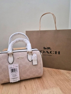 Τσάντα Coach Mini Rowan ώμου καινούργια, μπεζ signature canvas