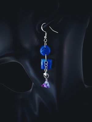 Handmade earrings from recycled plastic new, blue and purple