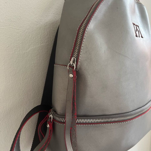 Pierro leather bag used, gray backpack