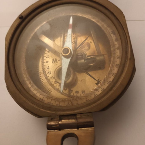 Vintage Stanley London compass used, brass with mirror
