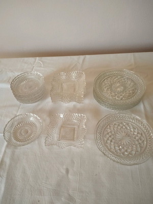 Glass dessert plate sets new, 3 sets