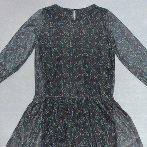 Black airy dress with floral pattern, like new, size L