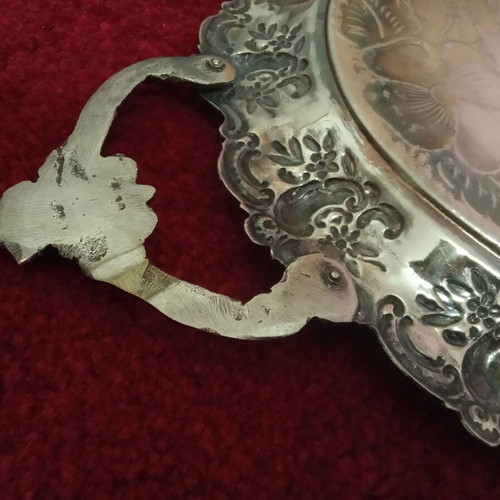 Handmade tray used with embossed floral design 50x31 cm