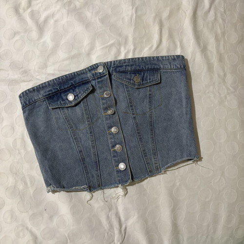 Y2K Denim Strapless Top like new, size S, blue