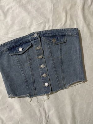 Y2K Denim Strapless Top like new, size S, blue