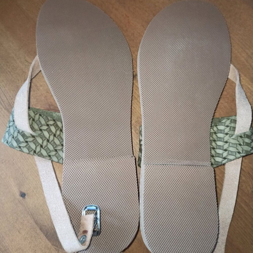 Handmade leather sandals like new, size 38, brown and green
