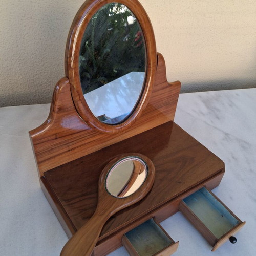 Vintage dressing table with drawers and mirror, used, 1960s