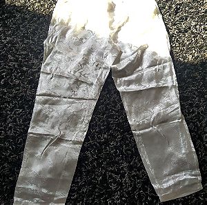 παντελόνι λευκό με λεπτομέρεια φιδι-κεντημα με λάστιχο στη μέση και τσέπες σε μέγεθος XL