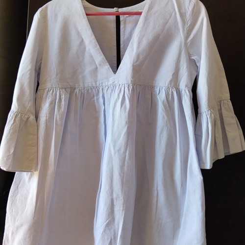 Zara mini dress baby blue S cotton like new with built-in shorts